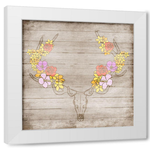 Antler Wooden Foliage White Modern Wood Framed Art Print by Prime, Marcus