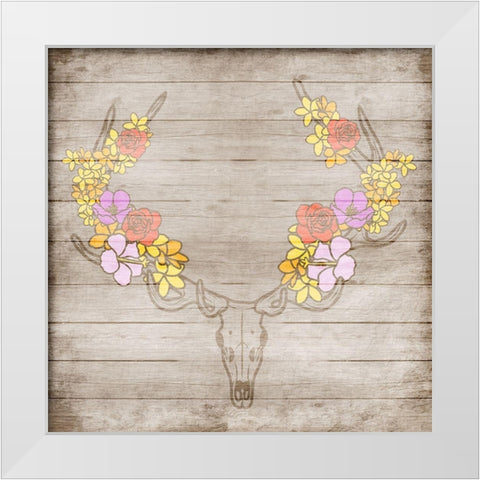 Antler Wooden Foliage White Modern Wood Framed Art Print by Prime, Marcus