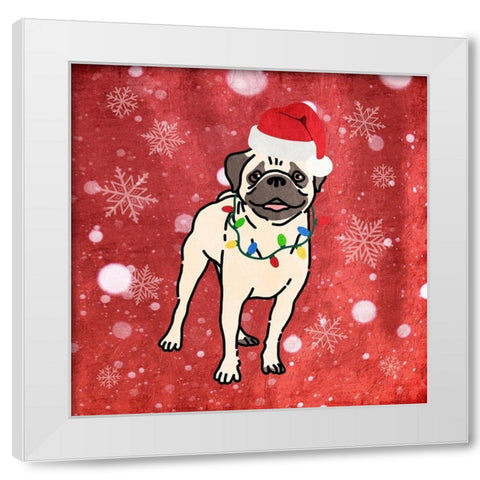 Pug Cheer White Modern Wood Framed Art Print by Prime, Marcus