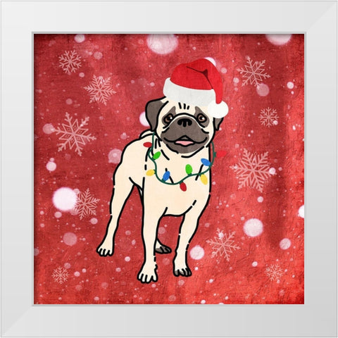 Pug Cheer White Modern Wood Framed Art Print by Prime, Marcus
