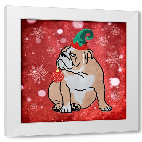 Merry Bulldog White Modern Wood Framed Art Print by Prime, Marcus