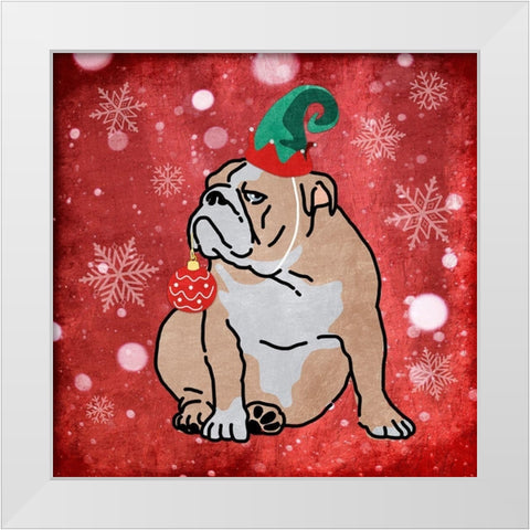 Merry Bulldog White Modern Wood Framed Art Print by Prime, Marcus