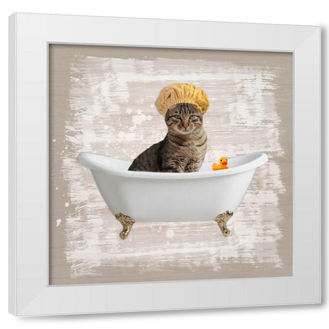 Kitty Baths 4 White Modern Wood Framed Art Print by Prime, Marcus