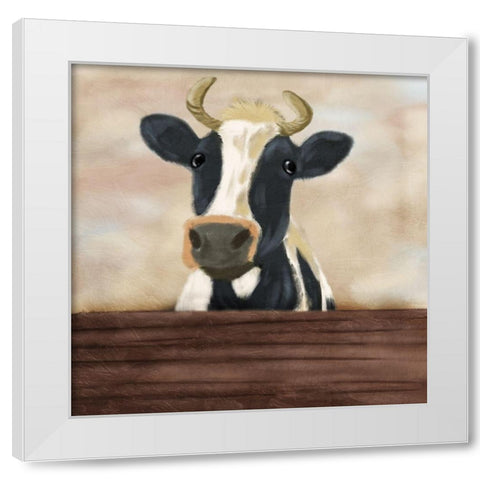 Lonely Cow White Modern Wood Framed Art Print by Prime, Marcus