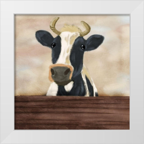 Lonely Cow White Modern Wood Framed Art Print by Prime, Marcus