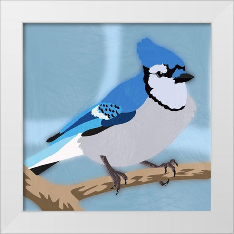 Majestic Blue Jay White Modern Wood Framed Art Print by Prime, Marcus