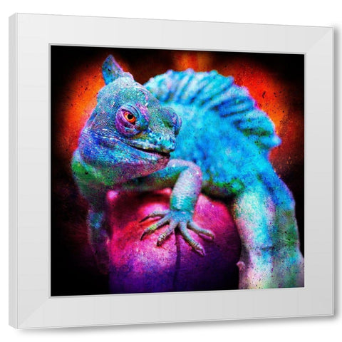 Party Gecko White Modern Wood Framed Art Print by Prime, Marcus