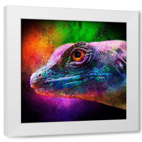 Party Lizard White Modern Wood Framed Art Print by Prime, Marcus