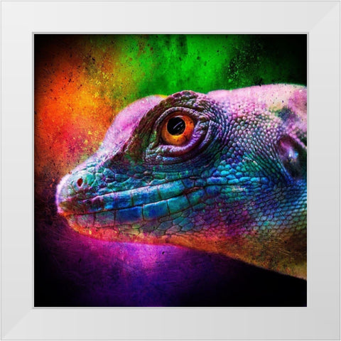 Party Lizard White Modern Wood Framed Art Print by Prime, Marcus