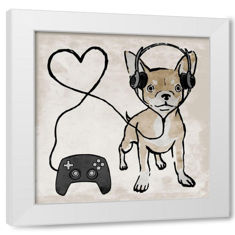 Gaming Chihuahua White Modern Wood Framed Art Print by Prime, Marcus