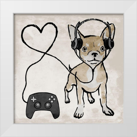 Gaming Chihuahua White Modern Wood Framed Art Print by Prime, Marcus