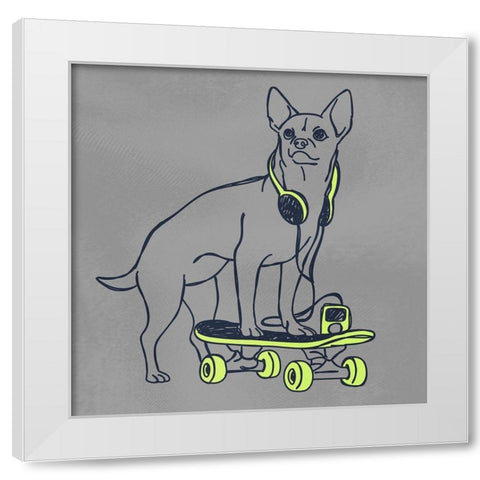 Skateboarding Stewie White Modern Wood Framed Art Print by Prime, Marcus