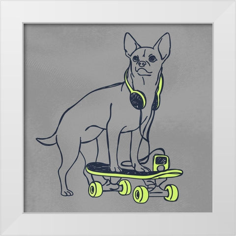 Skateboarding Stewie White Modern Wood Framed Art Print by Prime, Marcus
