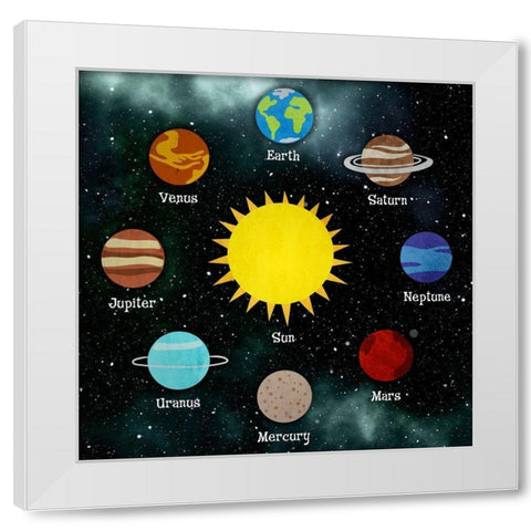 Solar System White Modern Wood Framed Art Print by Prime, Marcus
