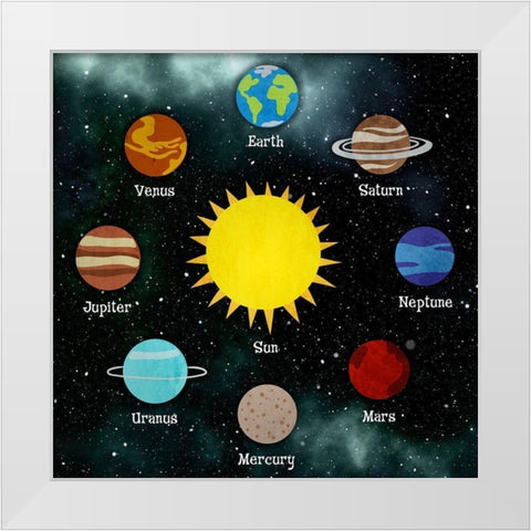 Solar System White Modern Wood Framed Art Print by Prime, Marcus