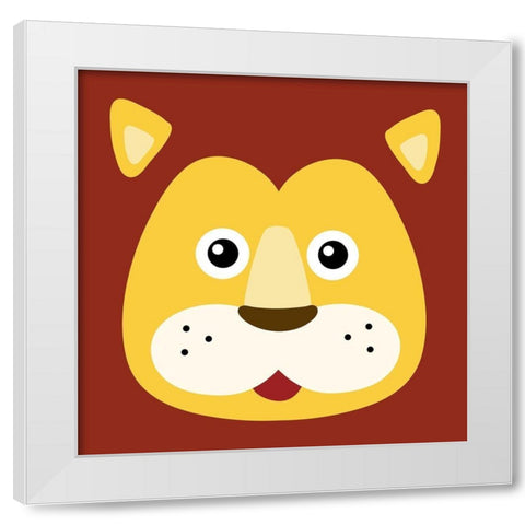 Surprised Lion White Modern Wood Framed Art Print by Prime, Marcus