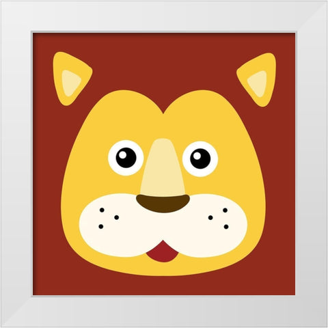 Surprised Lion White Modern Wood Framed Art Print by Prime, Marcus