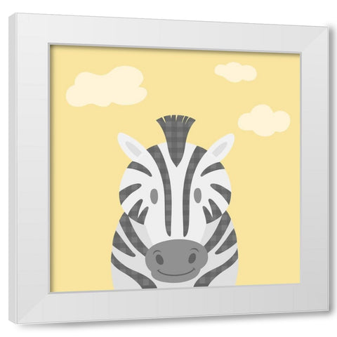 Funky Zebra White Modern Wood Framed Art Print by Prime, Marcus
