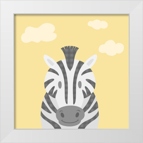 Funky Zebra White Modern Wood Framed Art Print by Prime, Marcus