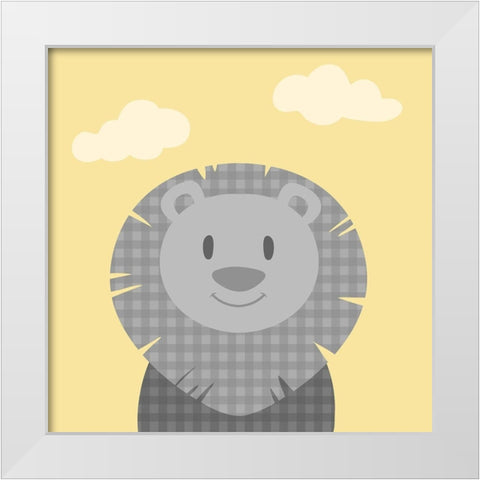 Funky Lion White Modern Wood Framed Art Print by Prime, Marcus