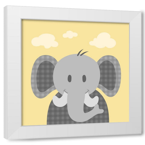 Funky Elephant White Modern Wood Framed Art Print by Prime, Marcus