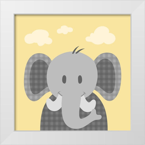 Funky Elephant White Modern Wood Framed Art Print by Prime, Marcus
