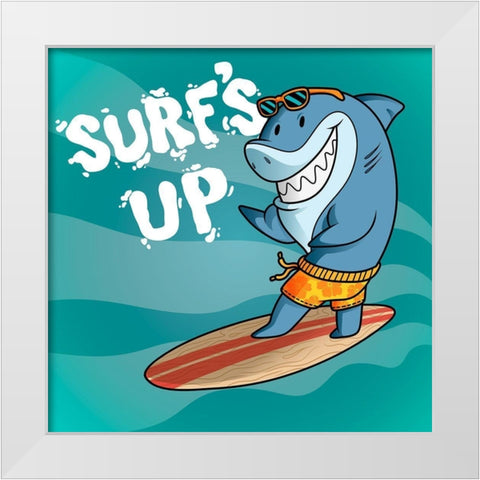Surf Shark Dude White Modern Wood Framed Art Print by Prime, Marcus