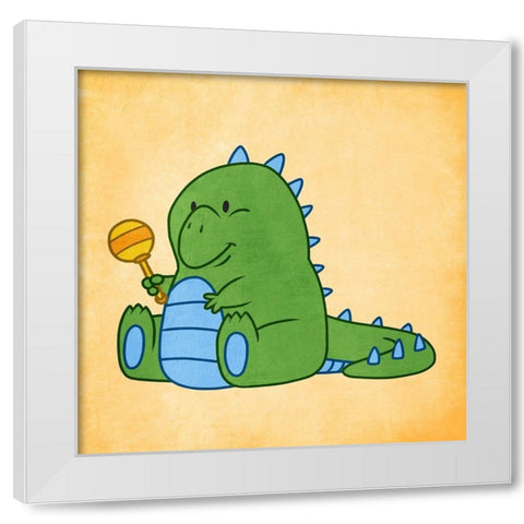 Playful Dino White Modern Wood Framed Art Print by Prime, Marcus
