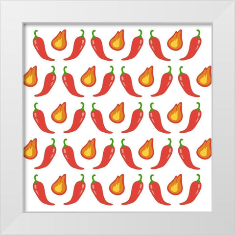 Fire Peppers White Modern Wood Framed Art Print by Prime, Marcus