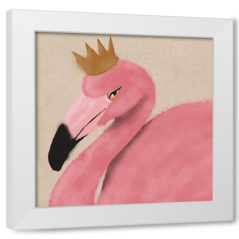 Flamingo King 1 White Modern Wood Framed Art Print by Prime, Marcus