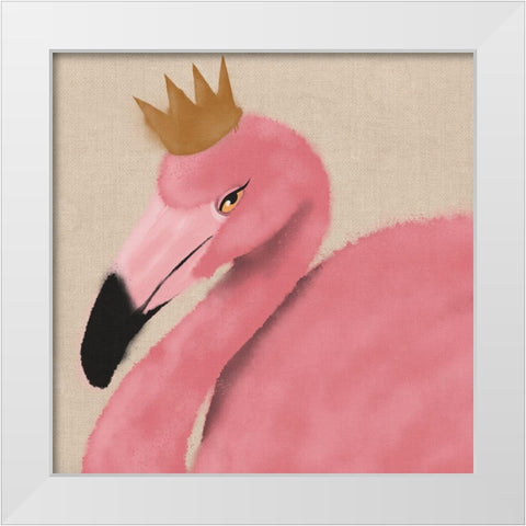 Flamingo King 1 White Modern Wood Framed Art Print by Prime, Marcus