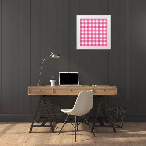 Gingham Pattern 5 White Modern Wood Framed Art Print by Prime, Marcus