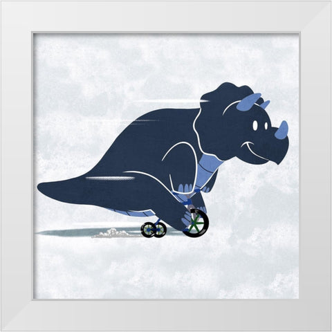 Racing Dino 1 White Modern Wood Framed Art Print by Prime, Marcus