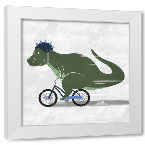 Racing Dino 2 White Modern Wood Framed Art Print by Prime, Marcus