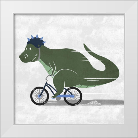 Racing Dino 2 White Modern Wood Framed Art Print by Prime, Marcus