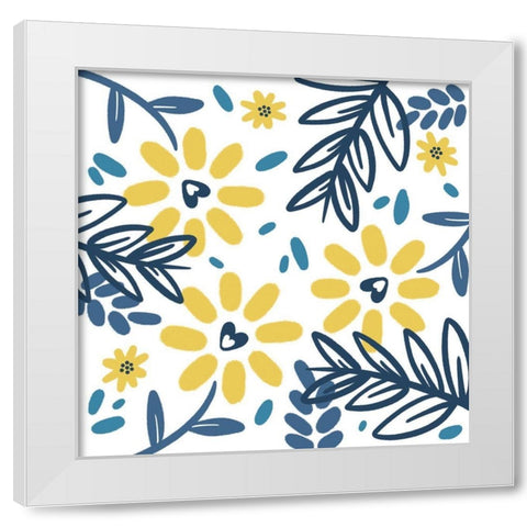 Flower Pattern 1 White Modern Wood Framed Art Print by Prime, Marcus