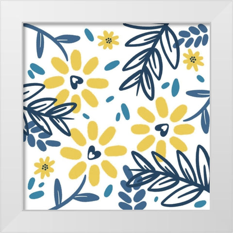Flower Pattern 1 White Modern Wood Framed Art Print by Prime, Marcus