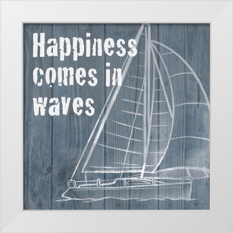 Happy Waves 1 White Modern Wood Framed Art Print by Prime, Marcus