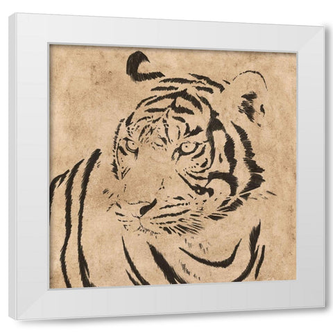 Parchment Tiger 1 White Modern Wood Framed Art Print by Prime, Marcus