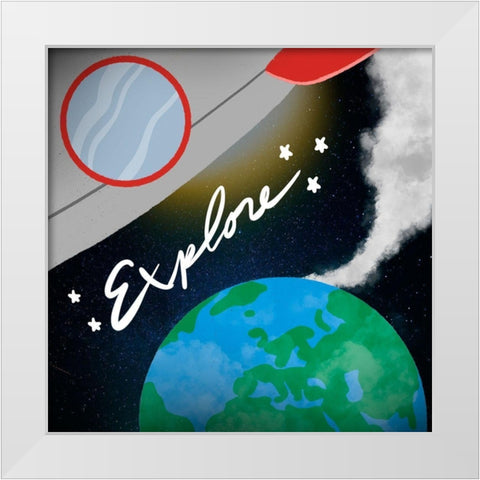 Space Explorer 1 White Modern Wood Framed Art Print by Prime, Marcus