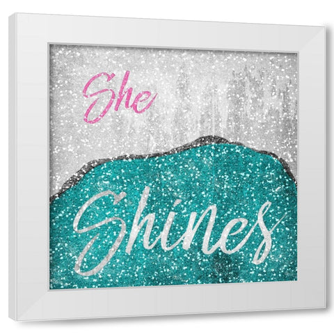 She Shines White Modern Wood Framed Art Print by Prime, Marcus