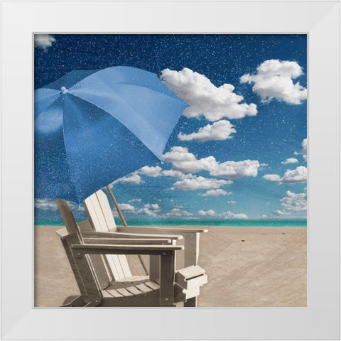 Starry Beach Nights White Modern Wood Framed Art Print by Prime, Marcus