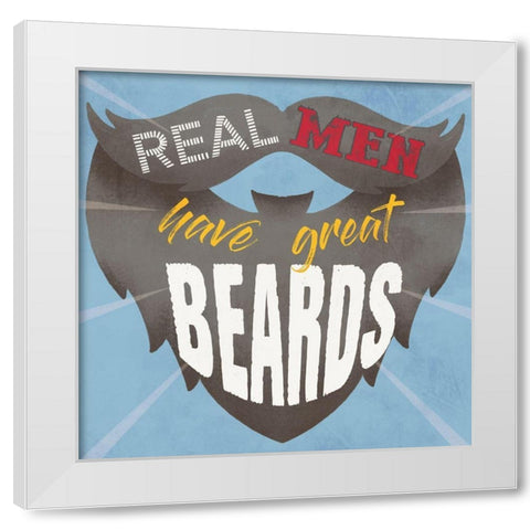 Real Beards 1 White Modern Wood Framed Art Print by Prime, Marcus