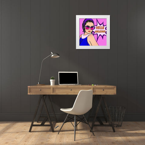 Hello Gorgeous White Modern Wood Framed Art Print by Prime, Marcus
