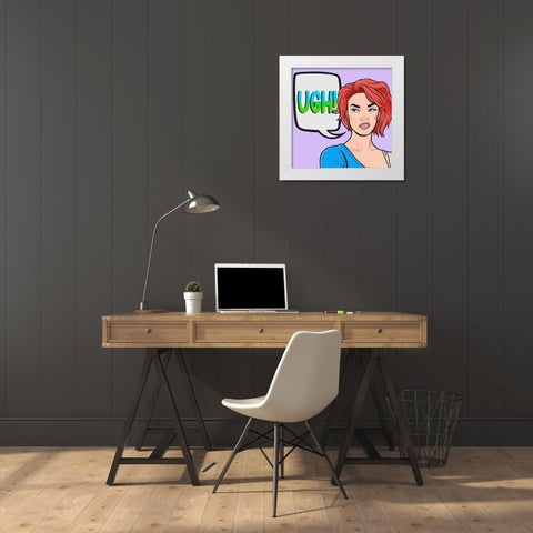 Ugh Girl White Modern Wood Framed Art Print by Prime, Marcus