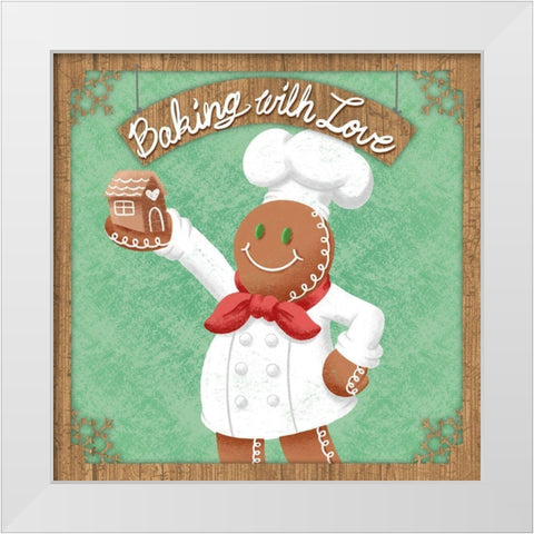 Baking With Love White Modern Wood Framed Art Print by Prime, Marcus