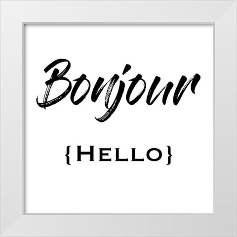 French Hello White Modern Wood Framed Art Print by Prime, Marcus