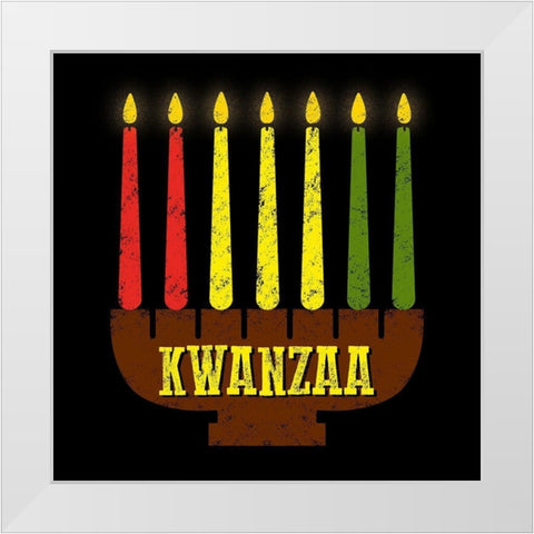 Lit Kwanzaa White Modern Wood Framed Art Print by Prime, Marcus