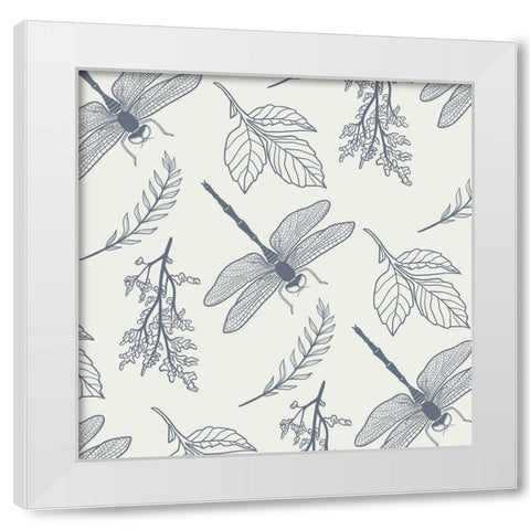 Dragonfly Pattern White Modern Wood Framed Art Print by Prime, Marcus