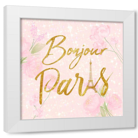 Bonjour Paris White Modern Wood Framed Art Print by Prime, Marcus
